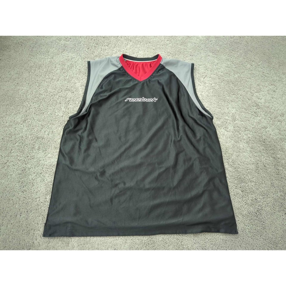 Reebok Tank Top Mens XXL Black Red Reversible Jersey Gym Training Athletic‎